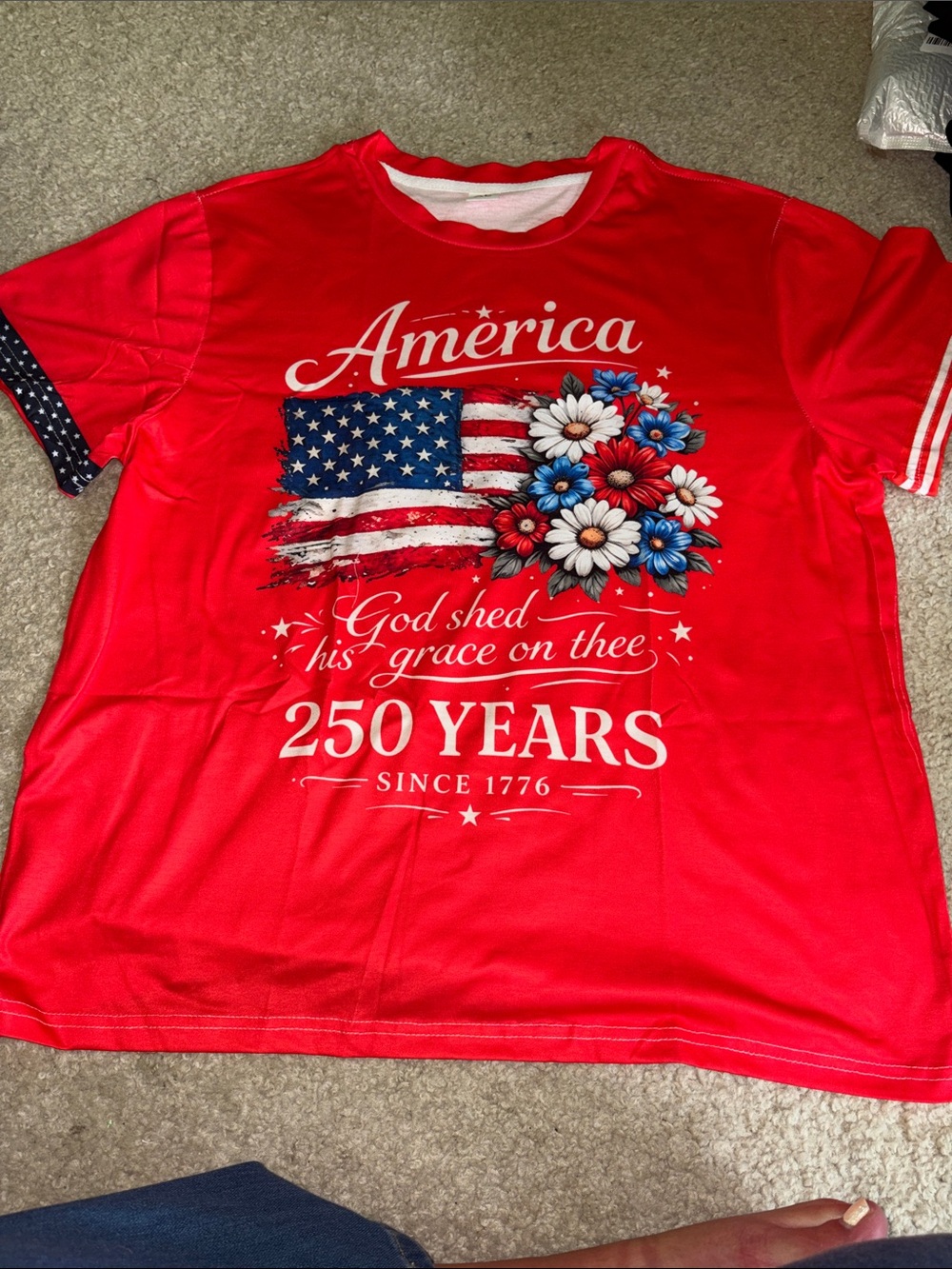 America 250 Years Red Short Sleeve Graphic Tee